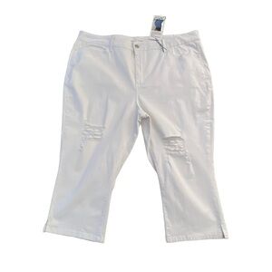 Royalty for me jeans Crop curvy white distressed denim perfect tommy control 22W